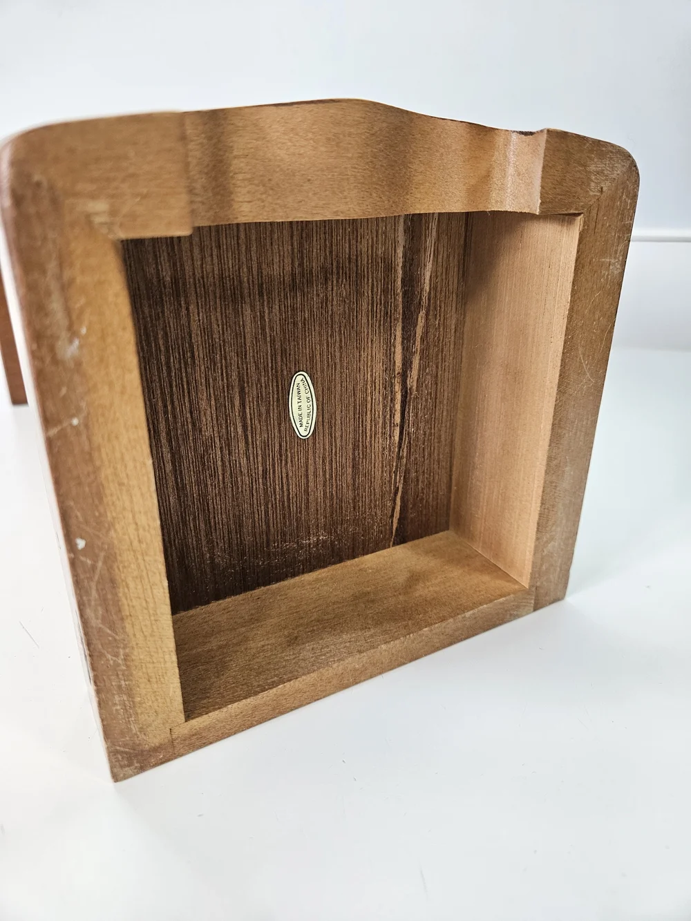 VINTAGE Wood Armoire Jewelry Box Etched Flower Glass Door